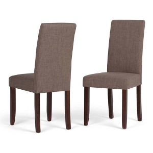 Normandy Parson Dining Chair Set of 2 Light Mocha Linen Look Fabric - Wyndenhall, Brown
