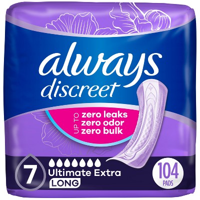 Always Discreet Ultimate Size 7 Drop Incontinence Pads - XL - 104ct