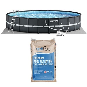 Intex Above Ground Swimming Pool Set, Ultra XTR 18' x 52" Round Frame Bundled with OptiFlow Premium Pure Silica Filter Pool Sand, 50 lb Bag - 1 of 4