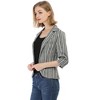 Allegra K Women's Striped 3/4 Sleeves Open Front Casual Notched Lapel Blazer - 4 of 4