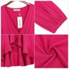 YESFASHION  Women's Casual T Shirt Dress 2025 Summer Long Sleeve Swing Dresses Puff Sleeve V-Neck Ruffles Pleated Party Dress - 4 of 4