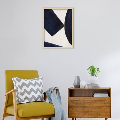 Navy and Tan Abstract Geometric Framed Wall Art Print