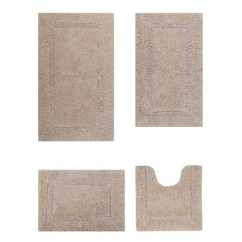 4pc Lux Collection Bath Rug Set Sand - Better Trends: Cotton Tufted, Heavyweight, Machine Washable - image 1 of 4