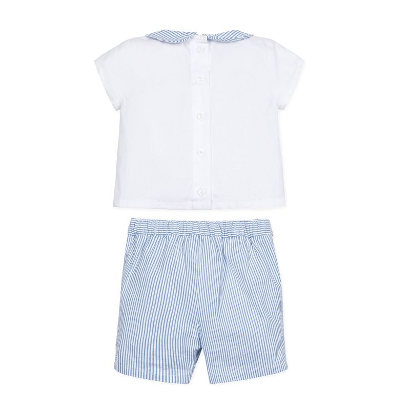Hope & Henry Layette Baby Boy Peter Pan Shirt and Short 2-Piece Set, Infant, 3 of 5