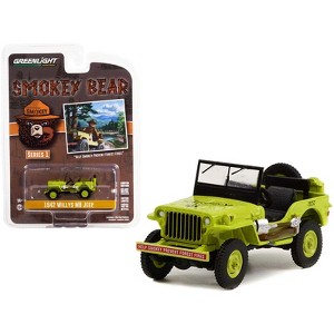 1942 Willys MB Jeep Bright Green "Help Smokey Prevent Forest Fires" "Smokey Bear" Series 1 1/64 Diecast Model Car by Greenlight - 1 of 3