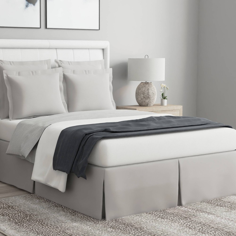 King Wrap-around Tailored Bed Skirt Silver Gray - Bed Maker's: Easy Care, Polyester, Plain Weave, Machine Washable