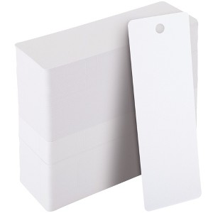 Infinite Curiosity 300 Pack Bulk Blank Bookmarks to Decorate, White Plain Page Markers with Hole for Price Hanging Gift Tags, 6 x 2 in - 1 of 4