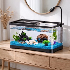 Fish Tank Aquarium Starter Kit with Hydroponic Basket, Clear Desktop ...