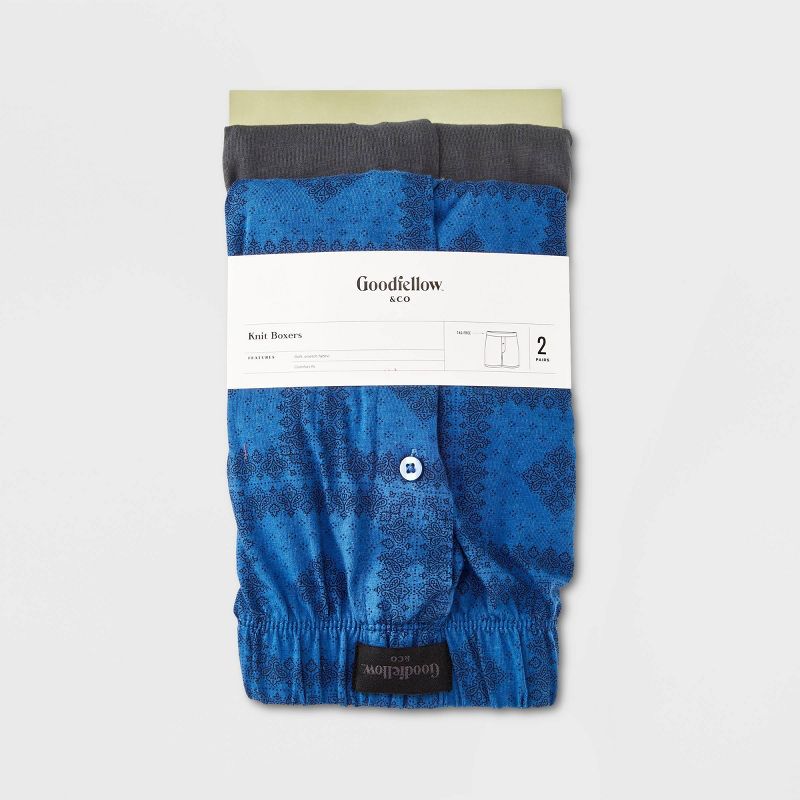 Men's Bandana Print Knit Boxer 2pk - Goodfellow & Co™ Blue, 2 of 2