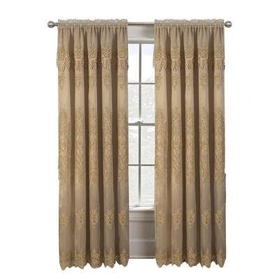 RT Designers Collection Dayton Emb Attached Valance Backing Blackout Window Curtains 50" x 84" Gold/Gold