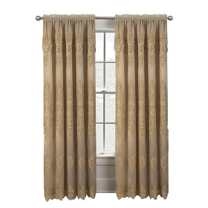 RT Designers Collection Dayton Emb Attached Valance Backing Blackout Window Curtains 50" x 84" Gold/Gold - 1 of 4