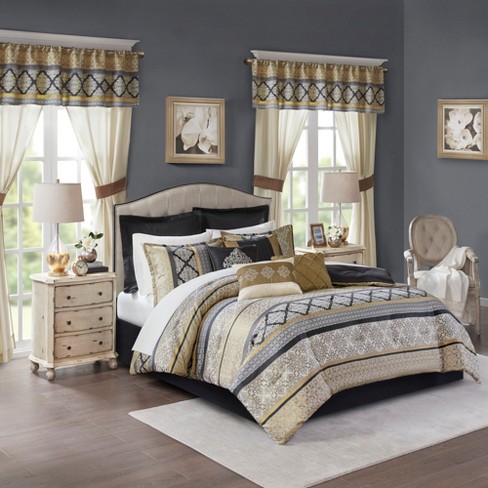 California King 24pc Matilda Room In A, Black And Gold California King Bedding