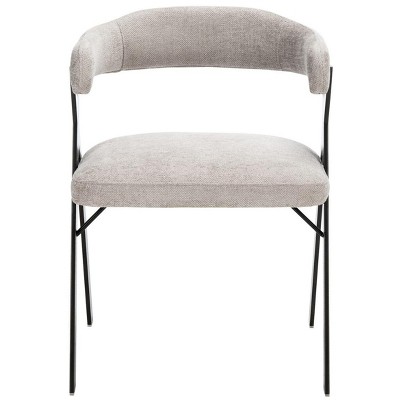 Izzy 33" Gray Chenille Upholstered Arm Chair with Metal Frame