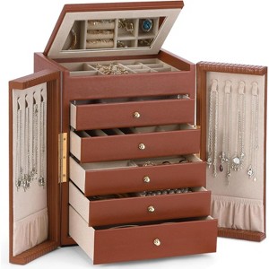 6-Tier Jewelry Organizer Box with Mirror for Multiple Accessory Types - 1 of 4