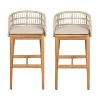 Christopher Knight Home Lagna Modern Patio Acacia Wood Woven Rope Barstools (Set of 2) - 4 of 4