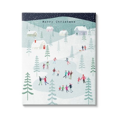 Stupell Industries Merry Christmas Winter Ice Skating Canvas Wall Art
