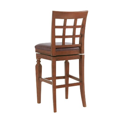 Napa Mahogany Swivel Bar Height Stool with Faux Leather Seat