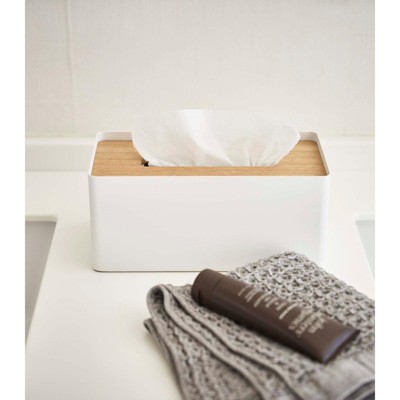 Black and Walnut Steel Rectangular Tissue Box Cover with Wooden Lid