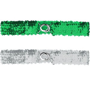 Allegra K Women's Halloween Skinny Stretchy Waist Belts Sequins Decor Elastic Belts for Dresses 2Pcs - 1 of 4