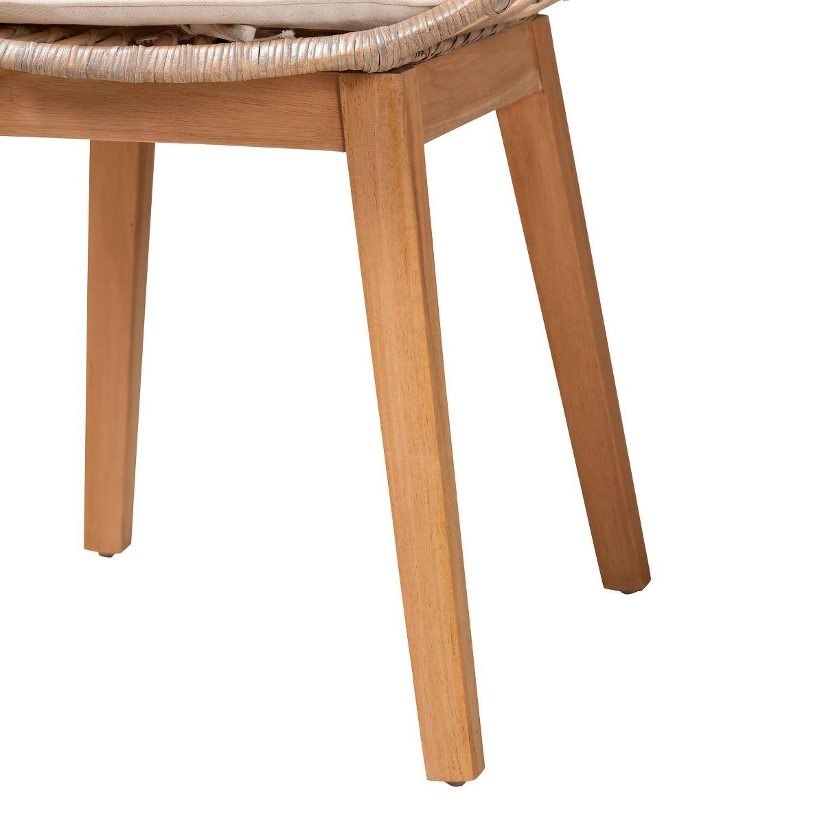 bali & pari Ballerina Rattan and Wood Dining Chair Gray Wash/Natural Brown/White: Upholstered Polyester, Spot Clean - thumbnail 6