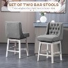 Gray Swivel Bar Stool 2-Piece Set, 27" Bar Height, Linen Upholstery, Button Tufted Design - 3 of 4