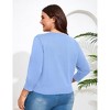 YESFASHION Women Plus Size Cardigan Round Neck Button Down 3/4 Sleeve Top Solid Casual Cardigan - 4 of 4