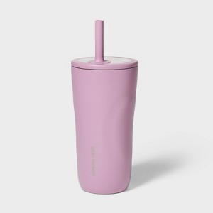 20 fl oz Stainless Steel Tumbler with Straw Pink - All In Motion