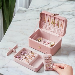 Travel Jewelry Case, Portable 2-Layer Jewelry Box Versatile Earring Storage - 1 of 4