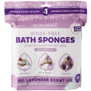Scrubzz No Rinse Bath Wipes for Adults Bathing, Adult Rinse Free Bath Sponges - Disposable - 1 of 4
