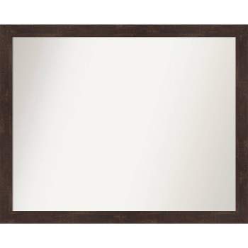 31" x 25" Non-Beveled Fresco Dark Walnut Wood Wall Mirror - Amanti Art