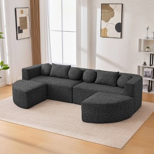 Whisen Boneless Couch Modular Sectional Sofa & Compression Sofa with Deep Seating and Curved Design - 1 of 4