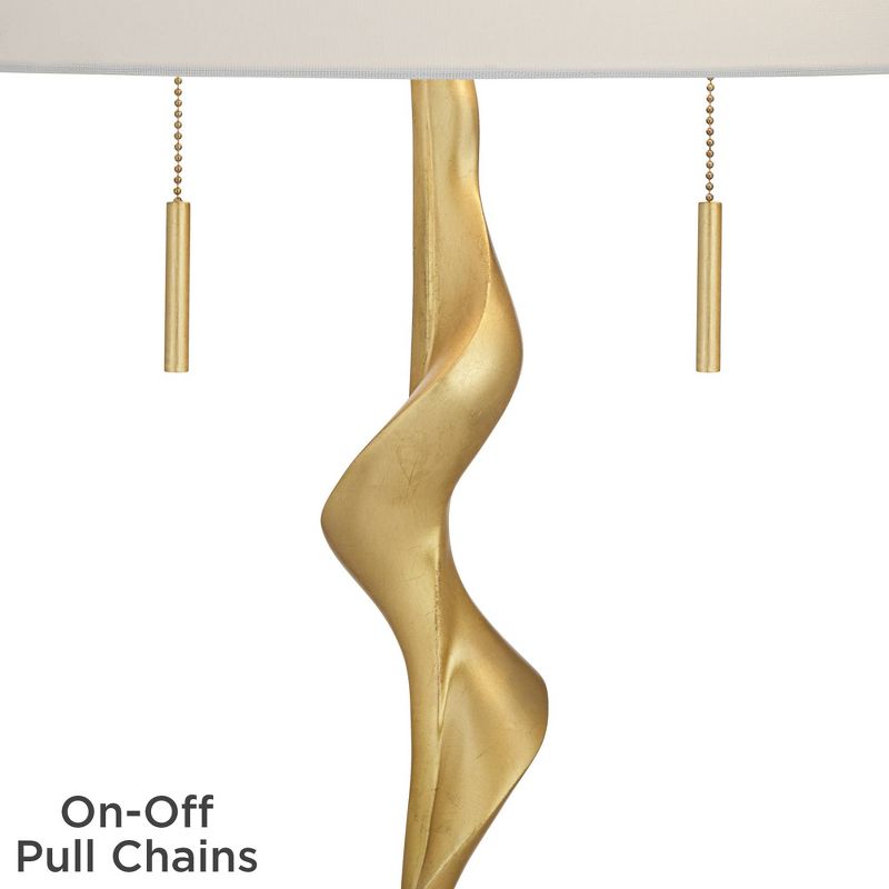 Possini Euro Design Montrose 31 3/4" Tall Sculpture Large Modern End Table Lamp Pull Chain Gold Finish Marble Living Room Nightstand House Office, 5 of 9