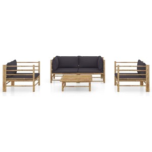 vidaXL Garden Lounge Set Dark Grey Bamboo, Polyester 5 Piece Set Modular - 1 of 4