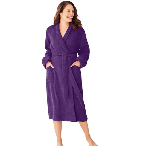 Dreams & Co. Women's Plus Size Short Terry Robe - 4x, Rich Violet : Target