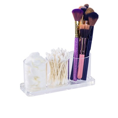 Clear Acrylic and Rubber 3-Compartment Pencil Cup Holder