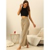 Seta T Women's Casual Ribbed Knit Elastic High Waist Tie Front Wide Leg Pants - 3 of 4