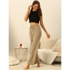 Seta T Women's Casual Ribbed Knit Elastic High Waist Tie Front Wide Leg Pants - image 3 of 4