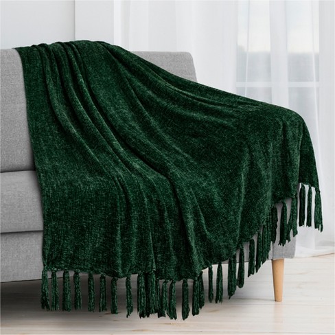 Bottle green bed online throw