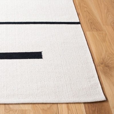 Ivory & Black Hand-Crafted Cotton Flat Weave Reversible Rug