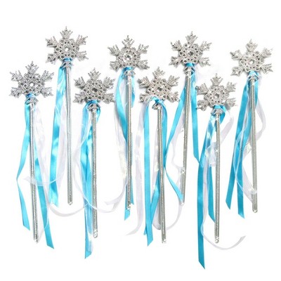 Butterfly Craze Sparkling Snowflake Fairy Wands - Set of 8, Perfect Party Favors for Frozen, Princess