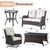 Gymojoy 5 Piece Outdoor Wicker Loveseat Sofa with Patio Swivel Glider Chairs with Coffee Table and Side Table - 3 of 4