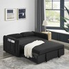 TIRAMISUBEST 3 in 1 Convertible Sofa Bed Loveseat Velvet Pull Out Sleeper with Adjustable Backrest Detachable Arm Pockets and Pillows - 3 of 4