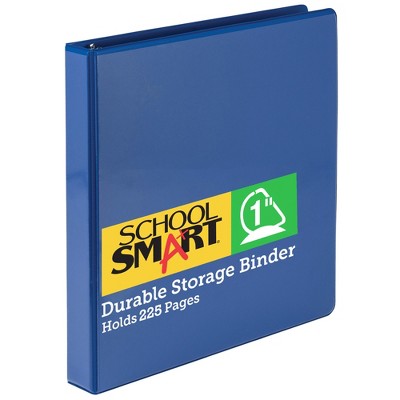 School Smart Durable Polypropylene D Ring Binder, 1 Inch, Blue