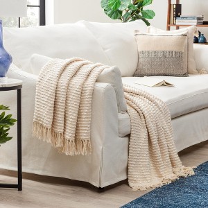 Chanasya Ornate Diamond Cotton Throw Blanket With Tassels - 1 of 4