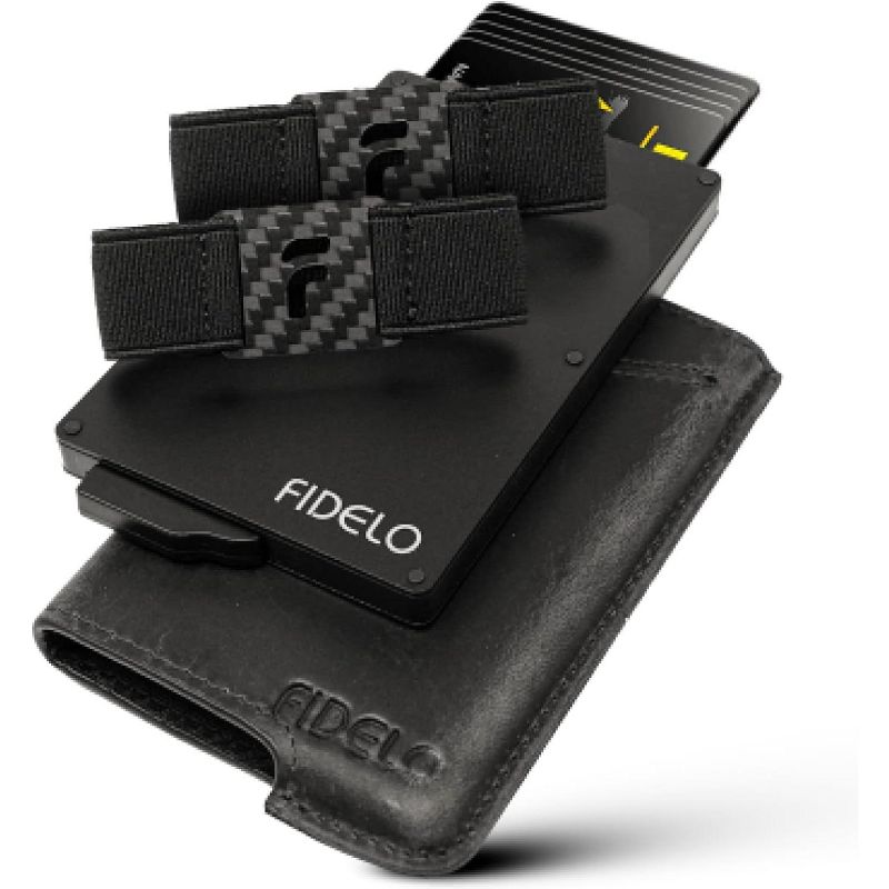 Fidelo Minimalist Wallet for Men RFID Blocking Pop up Wallet Credit Card Holder, Black, 1 of 4