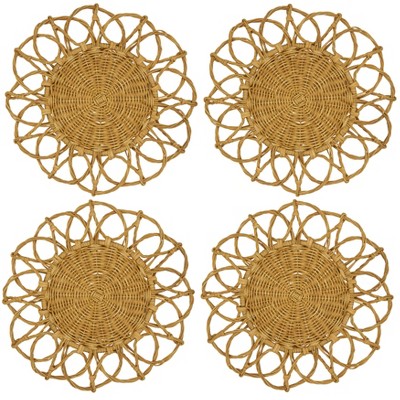 Caramel Twisted Rattan Round Table Placemats (Set of 4)