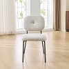 Modern Armless Dining Chairs Set of 2, White Upholstered Accent Chairs with Padded Seat and Black Metal Legs for Kitchen or Dining Room-Maison Boucle - 3 of 4
