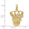 Black Bow Jewelry 14k Yellow Gold Swoosh Basketball Through Net Pendant - 4 of 4