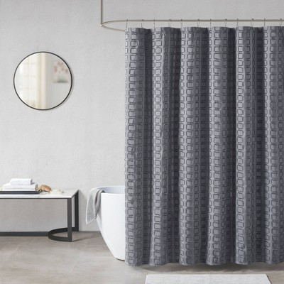 Gridd Woven Clipped Solid Shower Curtain