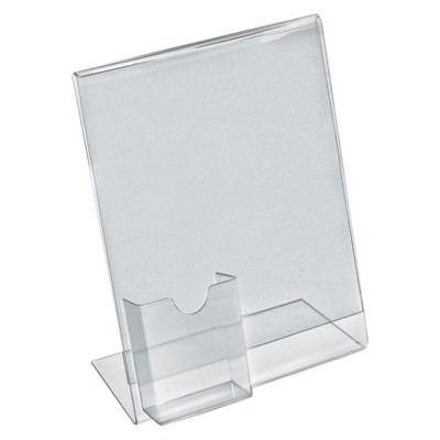 Azar 8.5" x 11" L-Shaped Acrylic Sign Holder With Attached Tri-fold Pocket 10ct